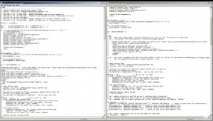 Two Notepad windows open side by side.